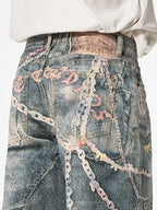 Men's wide leg denim jeans by Plush Fashion Shop, showing the relaxed fit and classic blue denim fabric.