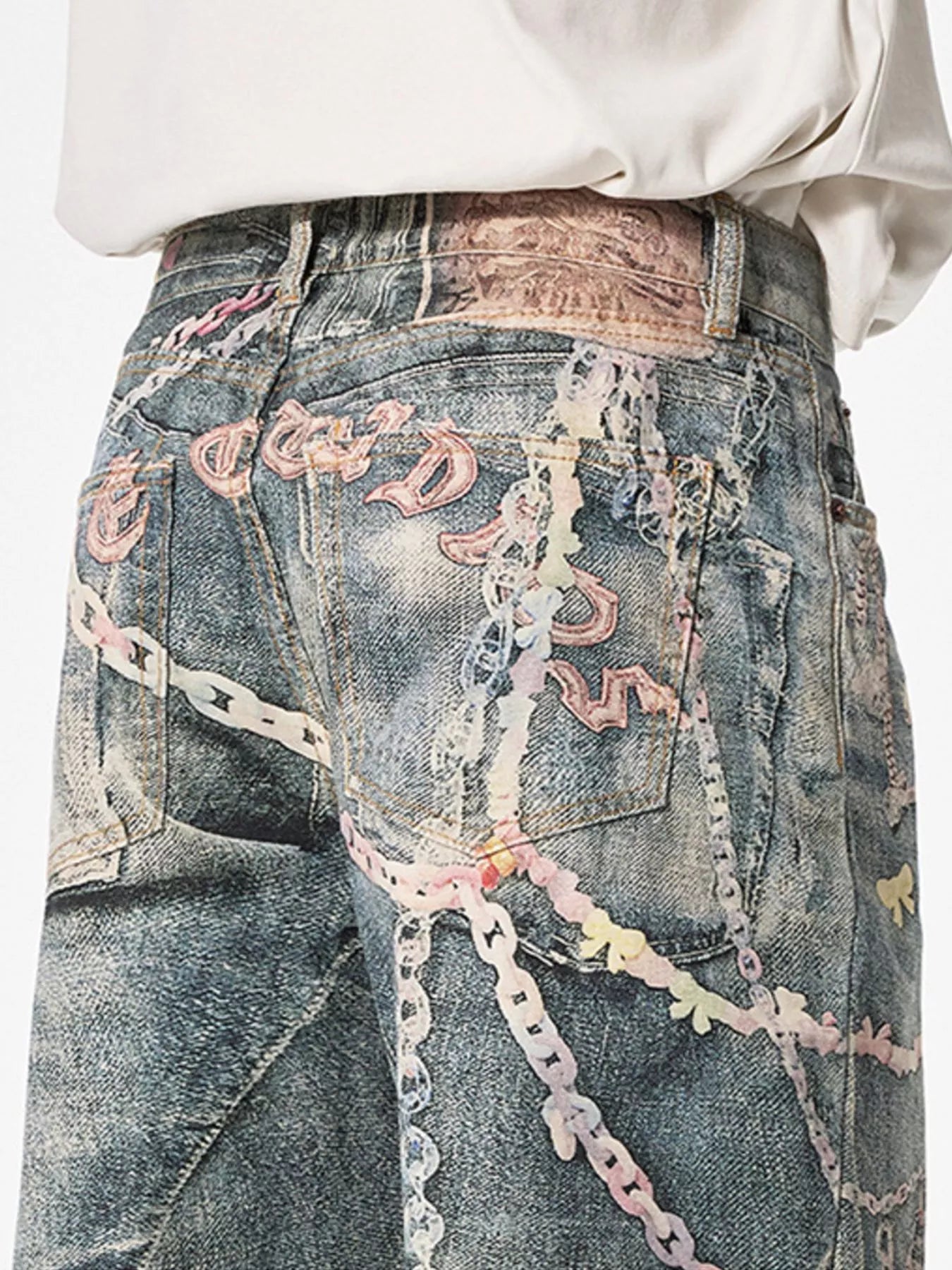 Men's wide leg denim jeans by Plush Fashion Shop, showing the relaxed fit and classic blue denim fabric.