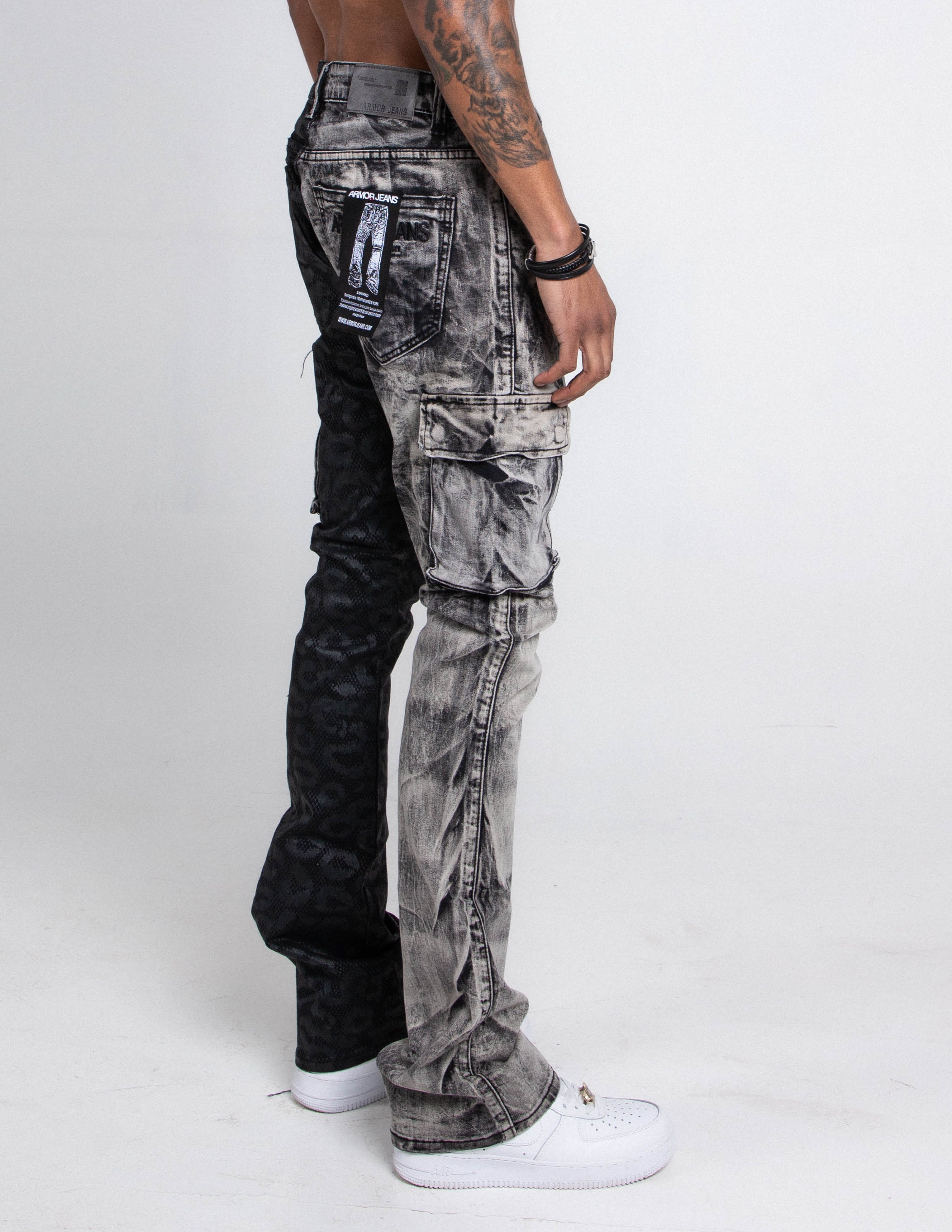 AJ33SK-2 BLACK LACE STACKED JEANS