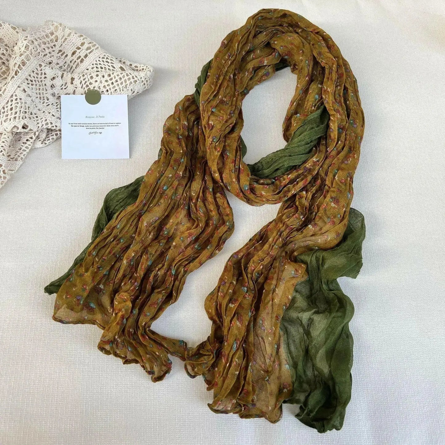 Artistic Retro Soft Small Floral Vintage Cotton And Linen Scarf For Women - Plush Fashion Hub