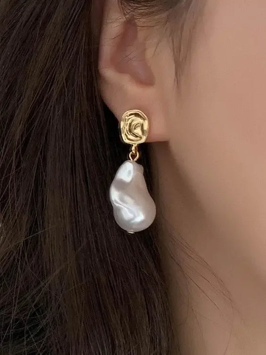 Baroque Vintage Shaped Pearl Earrings - Plush Fashion Hub