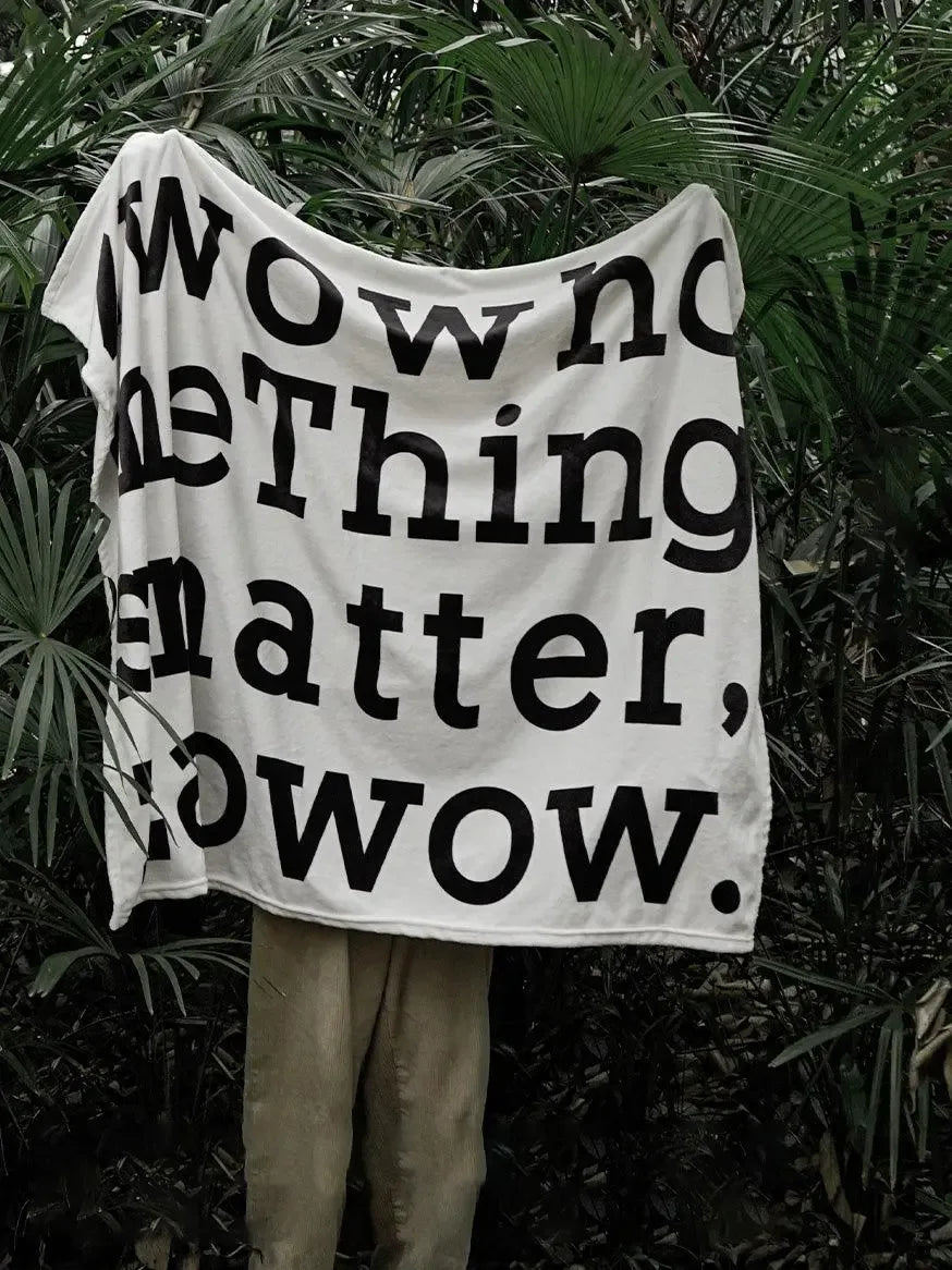 Black and White Letters Casual Coral Flannel Blanket - Plush Fashion Hub