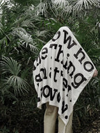 Black and White Letters Casual Coral Flannel Blanket - Plush Fashion Hub