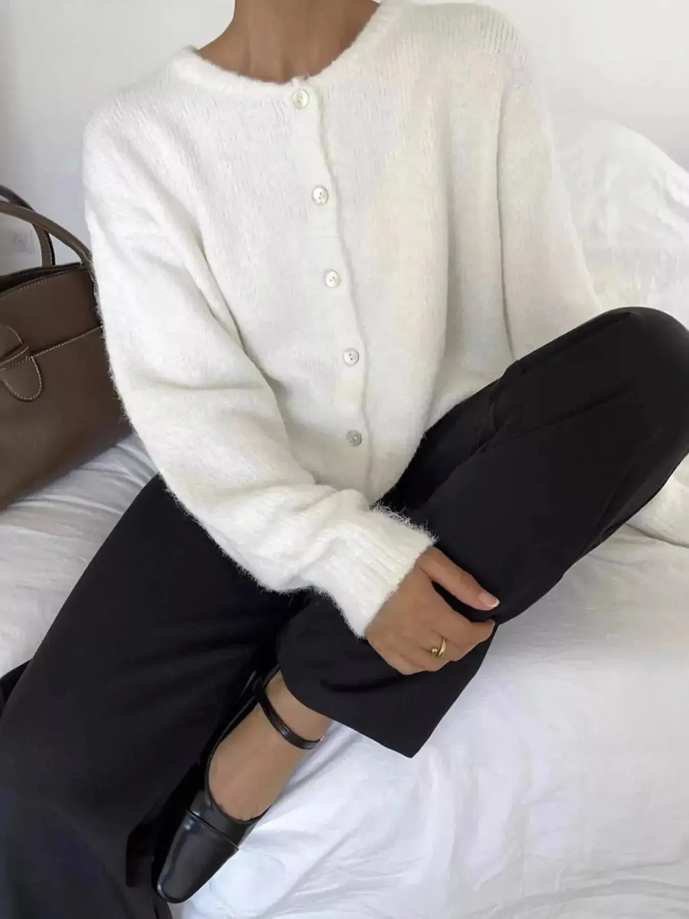 Button Up Long Sleeve Cardigan - Plush Fashion Hub