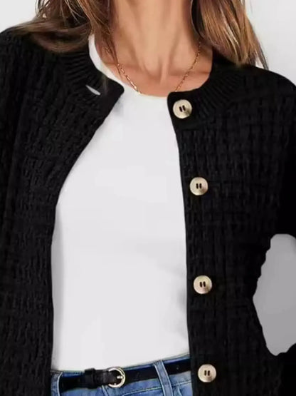 Button-Up Long Sleeve Cardigan - Plush Fashion Hub