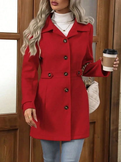 Button Up Long Sleeve Coat - Plush Fashion Hub