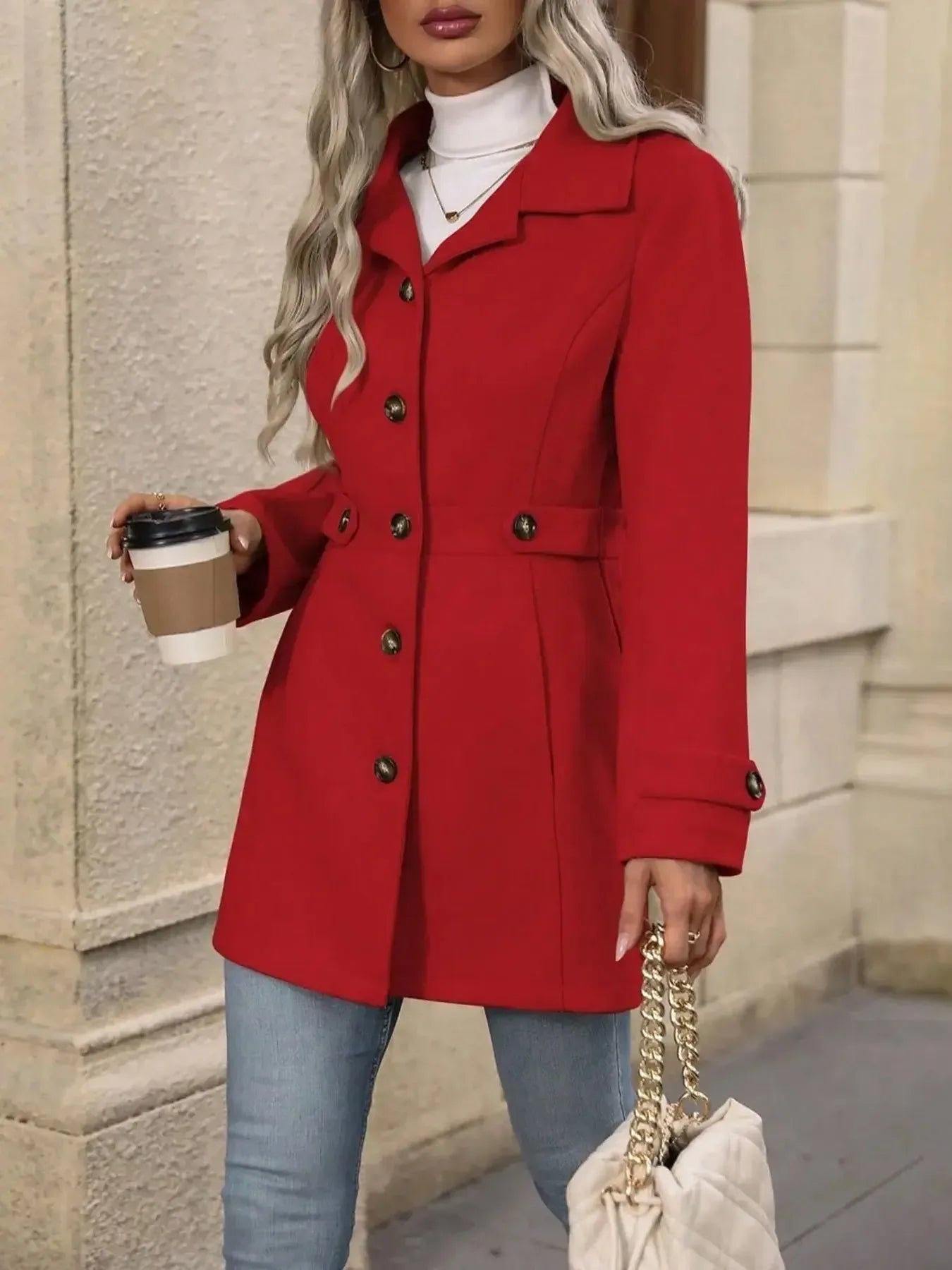 Button Up Long Sleeve Coat - Plush Fashion Hub