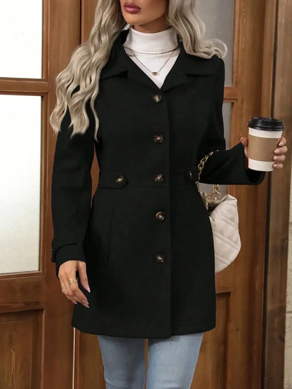 Button Up Long Sleeve Coat - Plush Fashion Hub