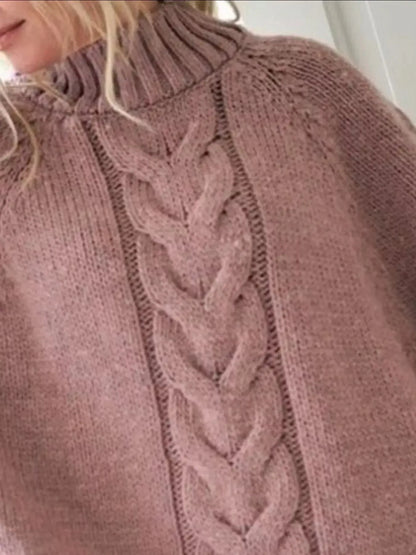 Cable-Knit Long Sleeve Sweater - Plush Fashion Hub
