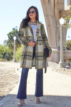 Double Take Full Size Plaid Button Up Lapel Collar Coat - Plush Fashion Hub