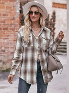Plaid Button-Down Long Sleeve Shirt - Plush Fashion Hub