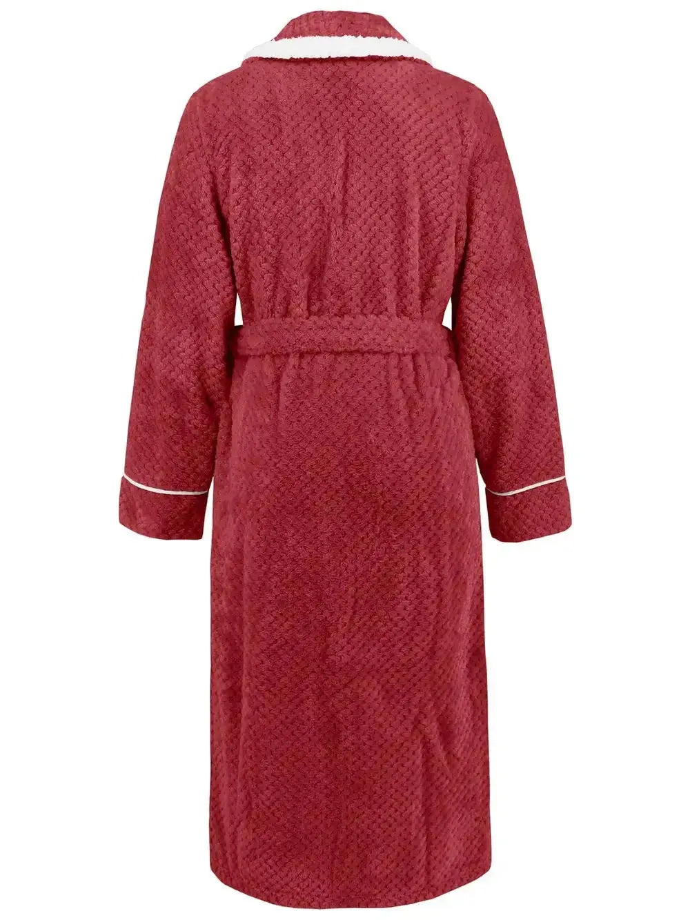 Contrast Trim Tie Waist Lounge Nightgown with Pockets - Plush Fashion Hub