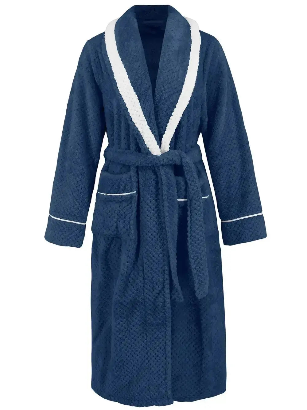 Contrast Trim Tie Waist Lounge Nightgown with Pockets - Plush Fashion Hub
