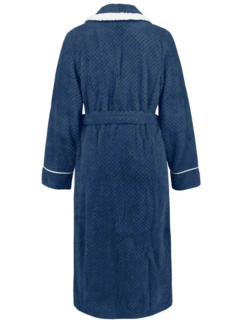 Contrast Trim Tie Waist Lounge Nightgown with Pockets - Plush Fashion Hub