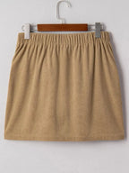 Corduroy Buttoned Front Mini Skirt - Plush Fashion Hub