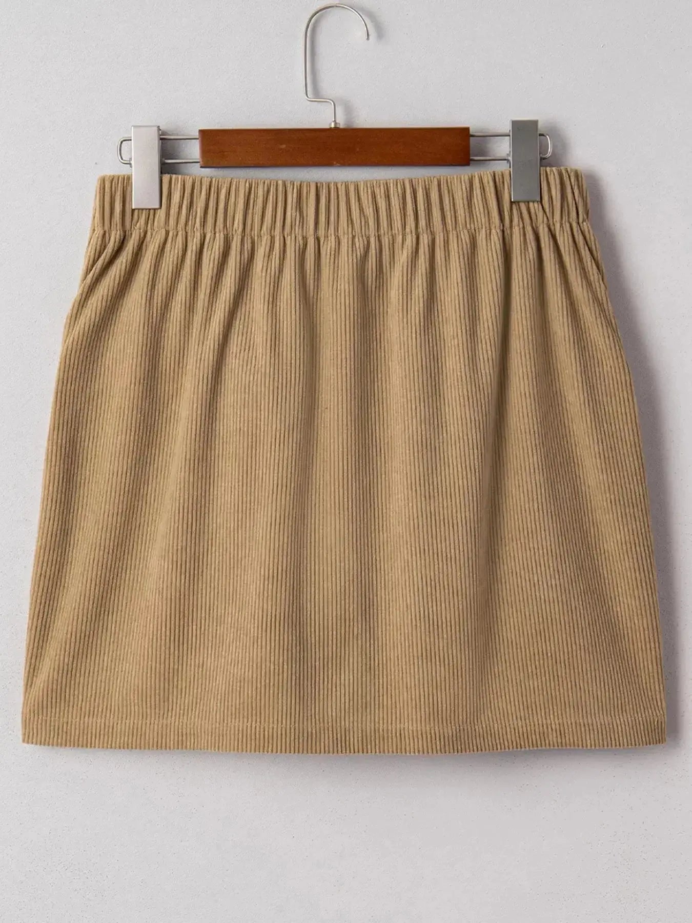 Corduroy Buttoned Front Mini Skirt - Plush Fashion Hub