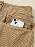 Corduroy Buttoned Front Mini Skirt - Plush Fashion Hub