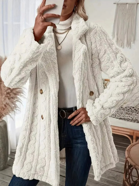 Cozy Faux Shearling Double-Breasted Outerwear - Plush Fashion Hub
