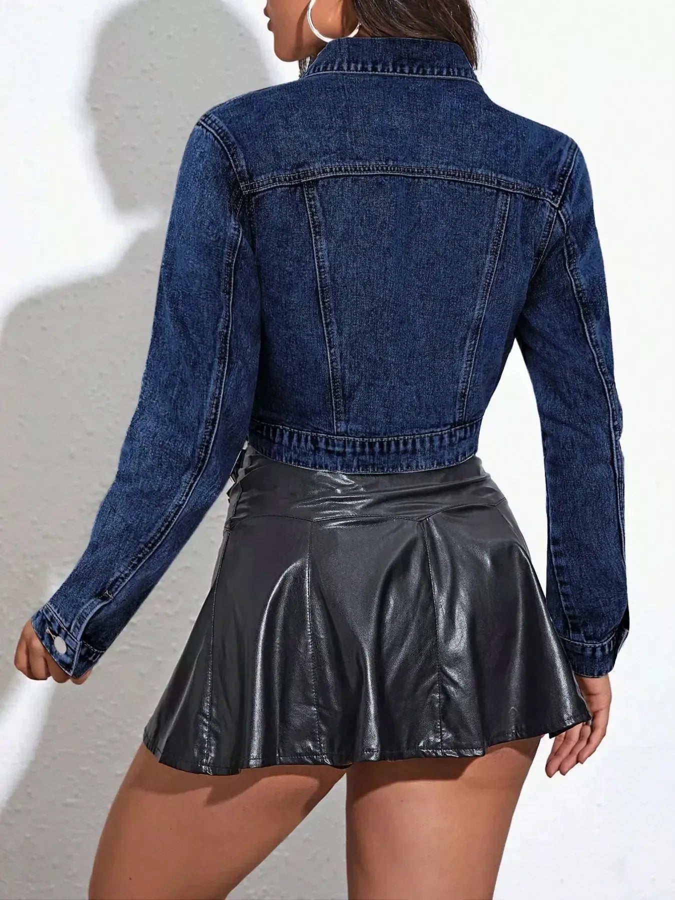 Cropped Button Up Denim Jacket - Plush Fashion Hub
