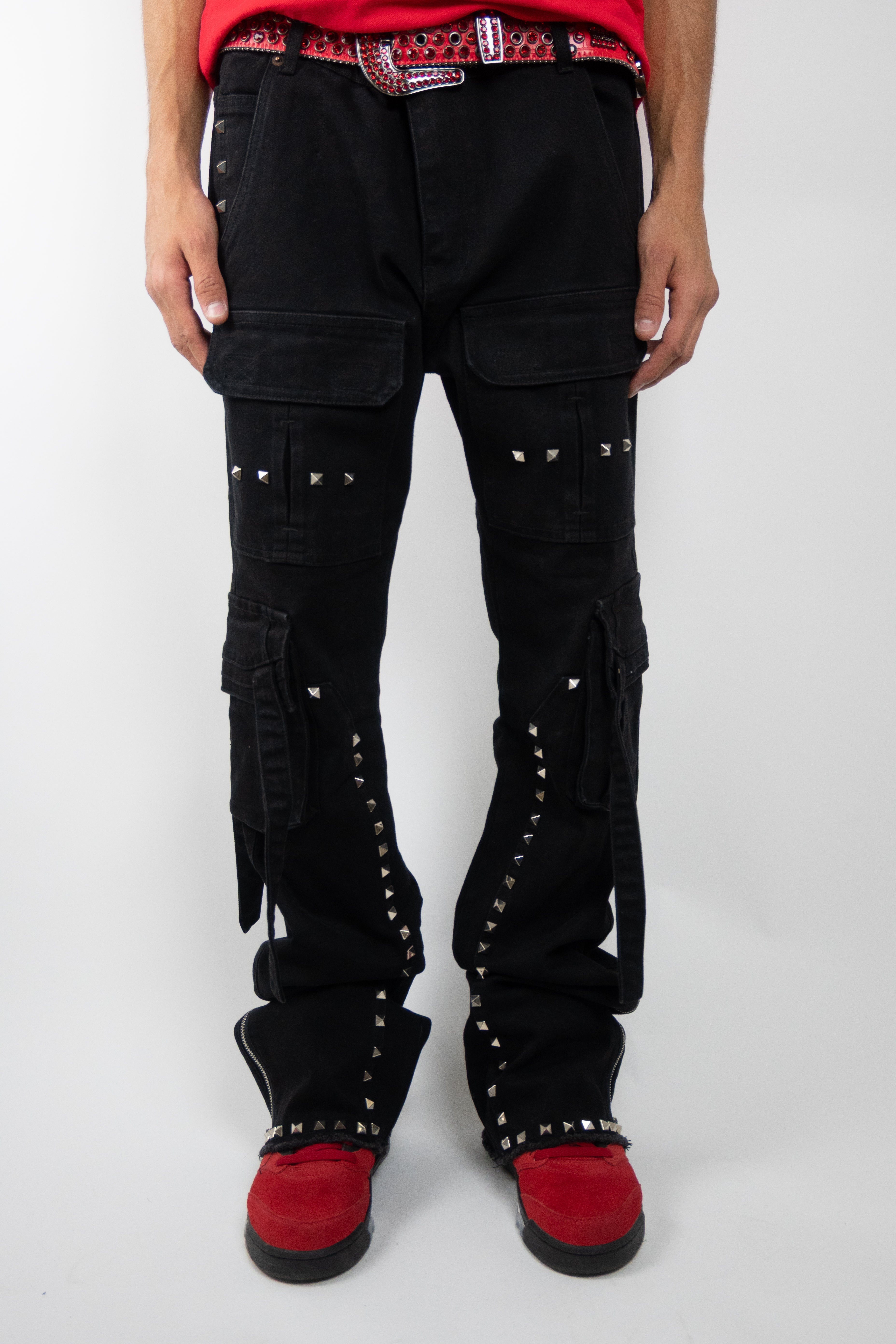 RM206SK -Studded Stacked Cargo Jeans