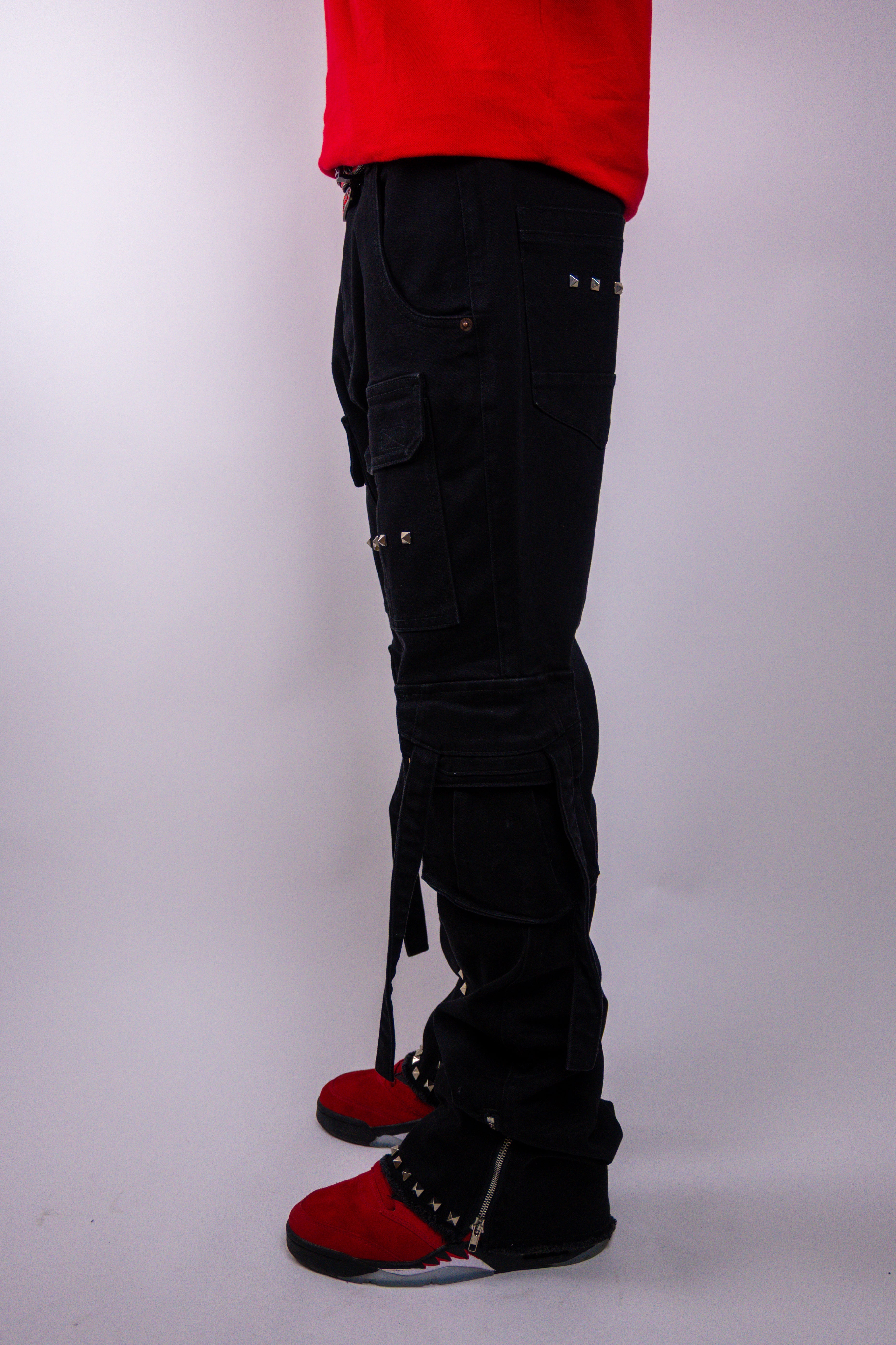 RM206SK -Studded Stacked Cargo Jeans