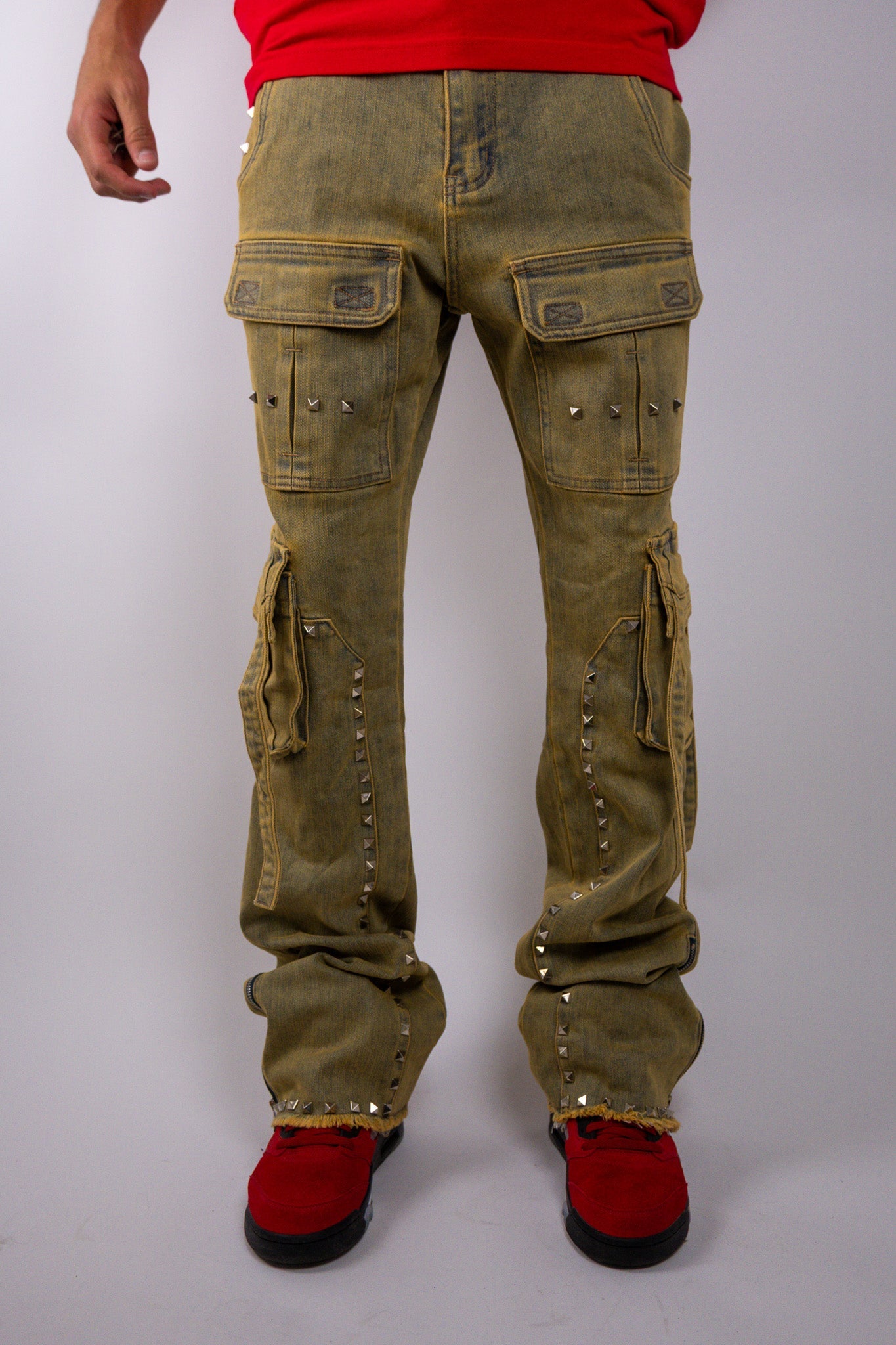 RM206SK -Studded Stacked Cargo Jeans