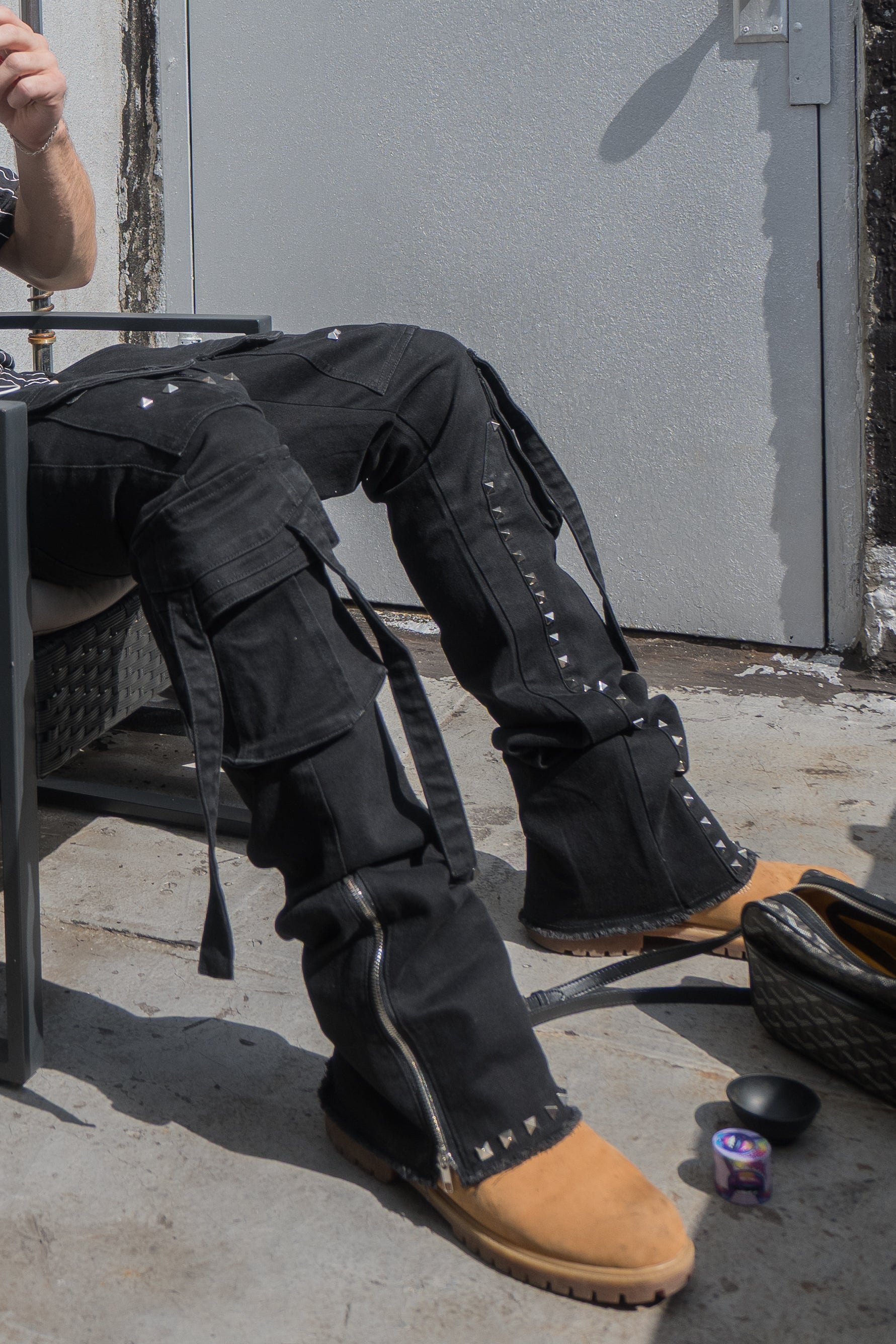 RM206SK -Studded Stacked Cargo Jeans