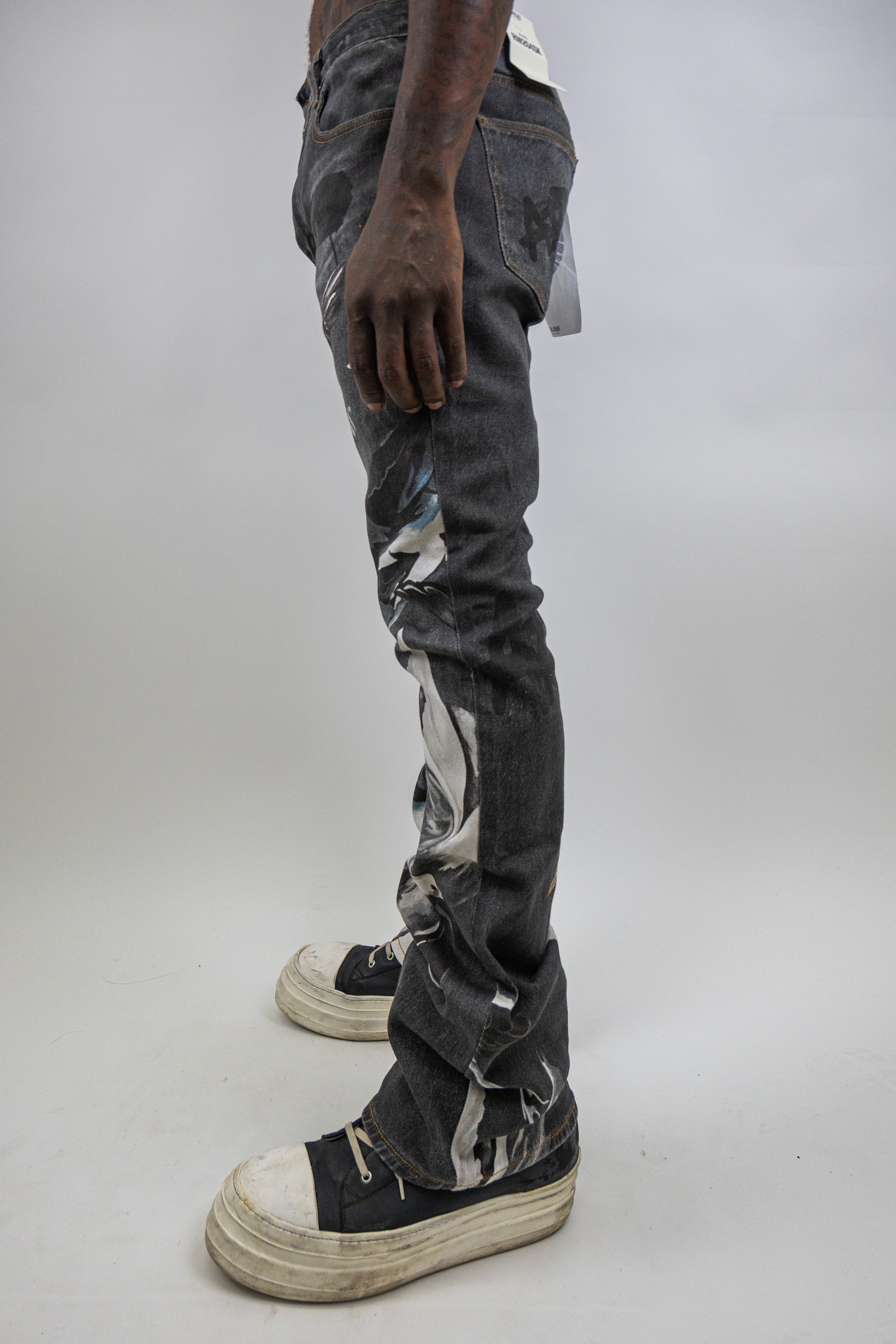 RM204SK - Graphic Printed Stacked Jeans ARMOR JEANS