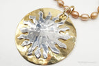 Designer RLM Studio Hammered Sun Pearl Bead Brass Sterling Silver Necklace - Plush Fashion Hub