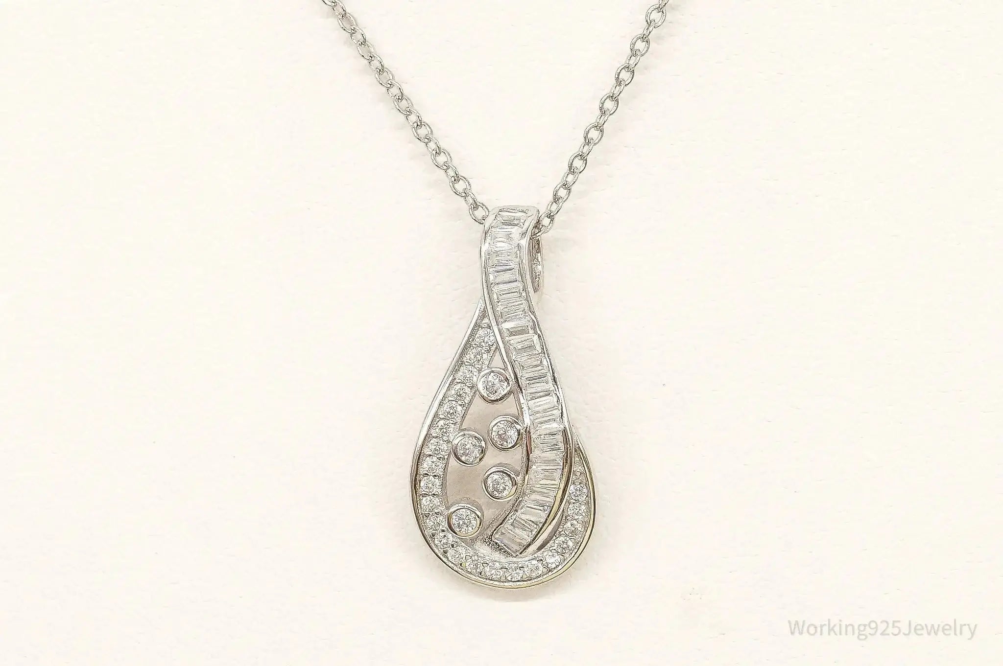 Designer Ryze Cubic Zirconia Sterling Silver Necklace - Plush Fashion Hub