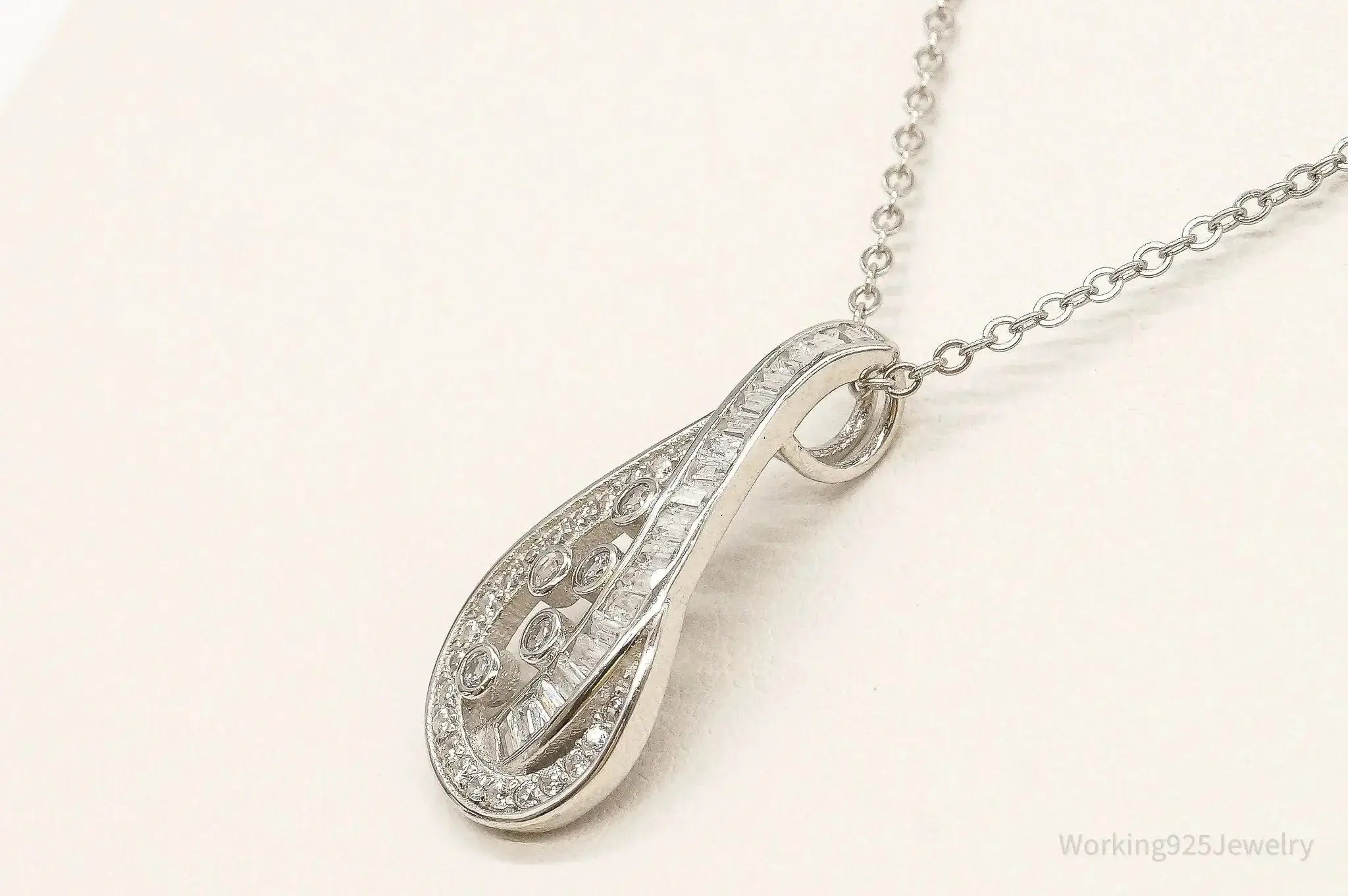 Designer Ryze Cubic Zirconia Sterling Silver Necklace - Plush Fashion Hub