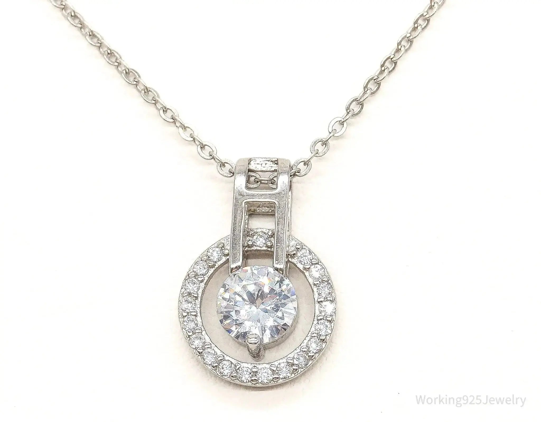 Designer Ryze Cubic Zirconia Sterling Silver Necklace - Plush Fashion Hub