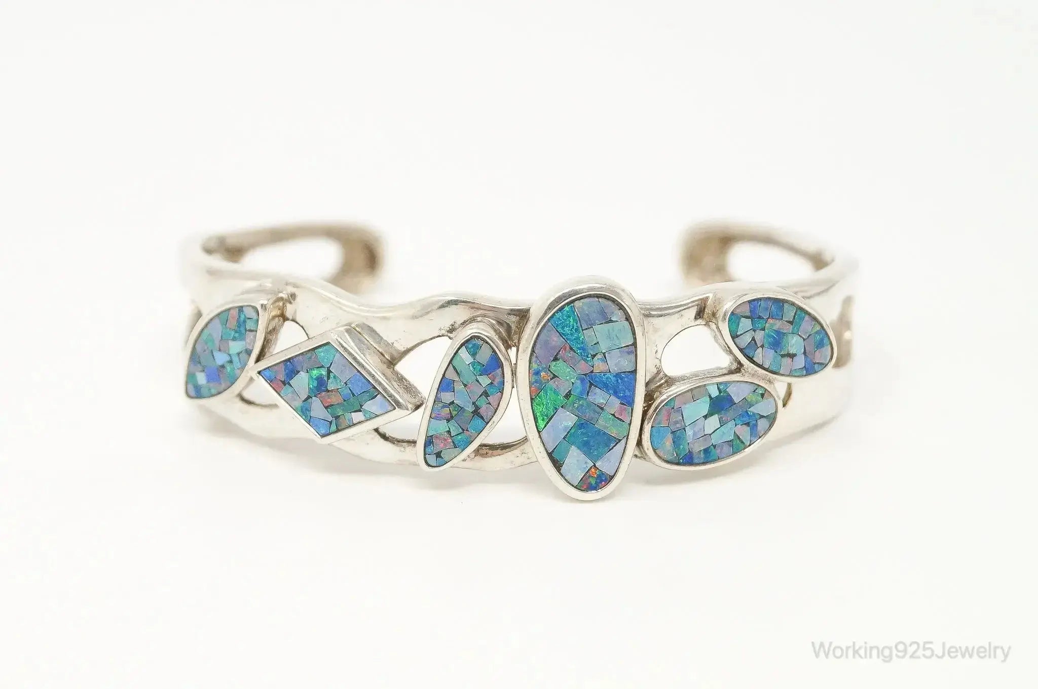 Designer Whitney Kelly WK Blue Fire Opal Sterling Silver Bracelet - Plush Fashion Hub