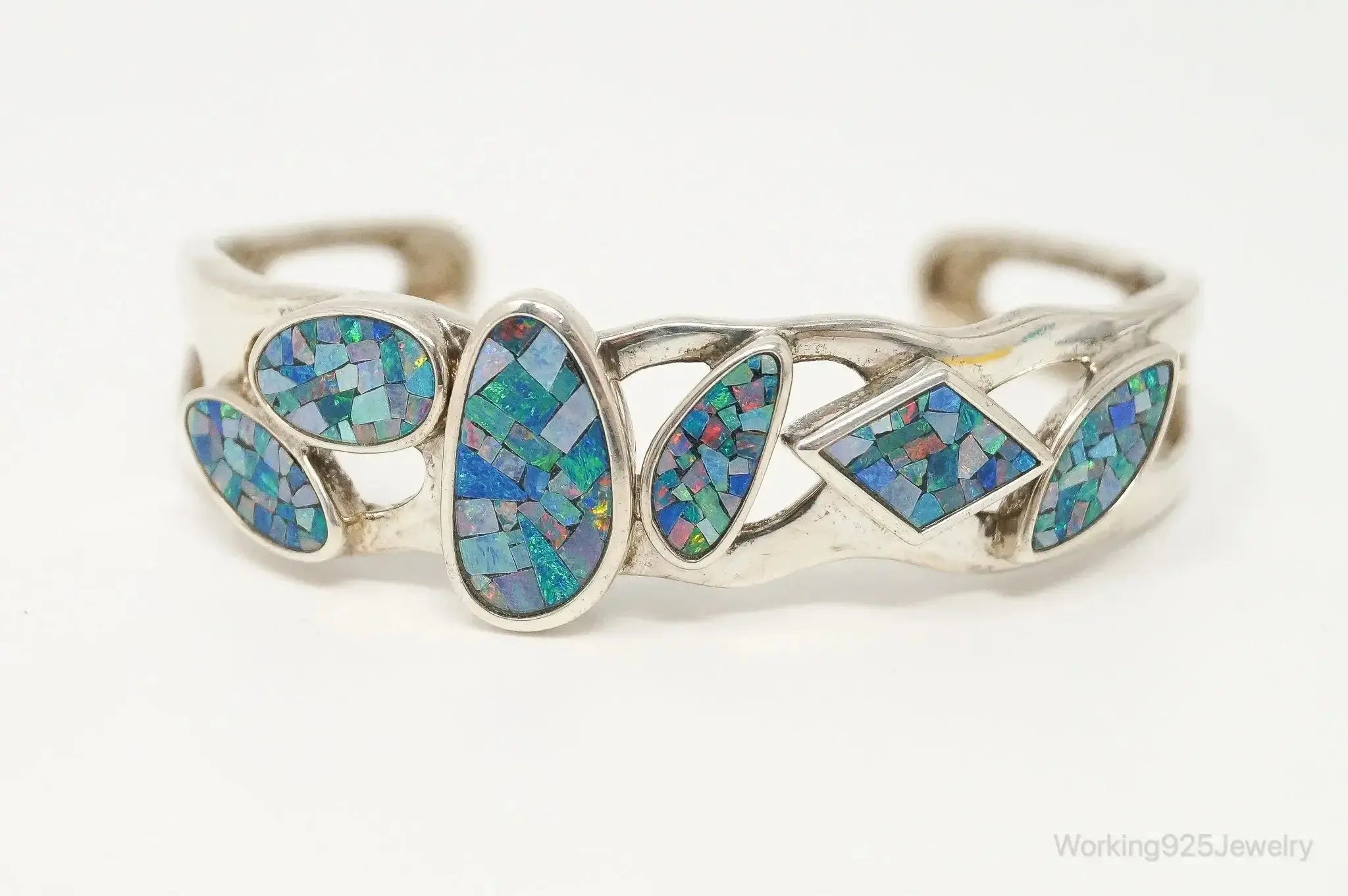 Designer Whitney Kelly WK Blue Fire Opal Sterling Silver Bracelet - Plush Fashion Hub