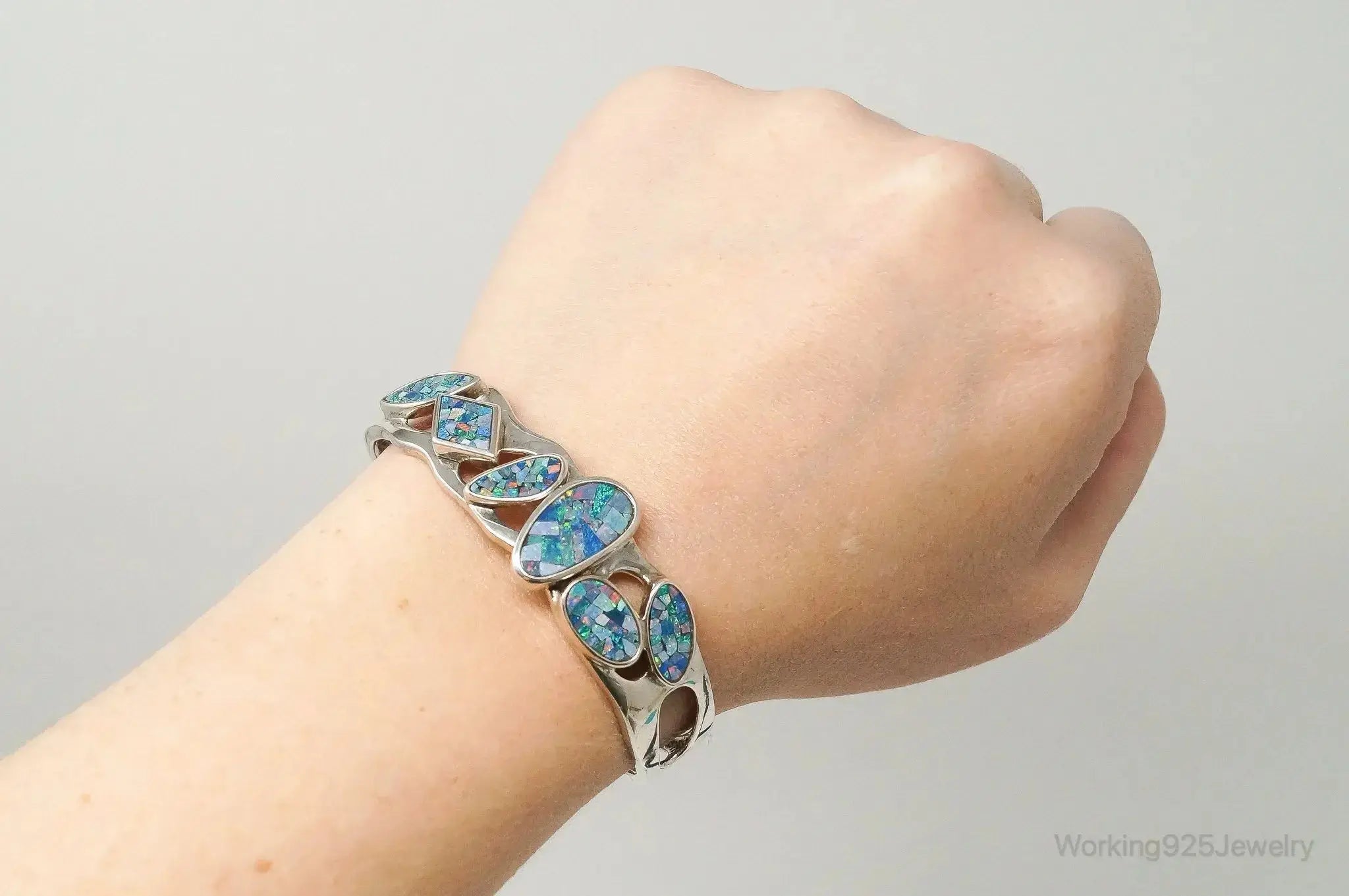 Designer Whitney Kelly WK Blue Fire Opal Sterling Silver Bracelet - Plush Fashion Hub