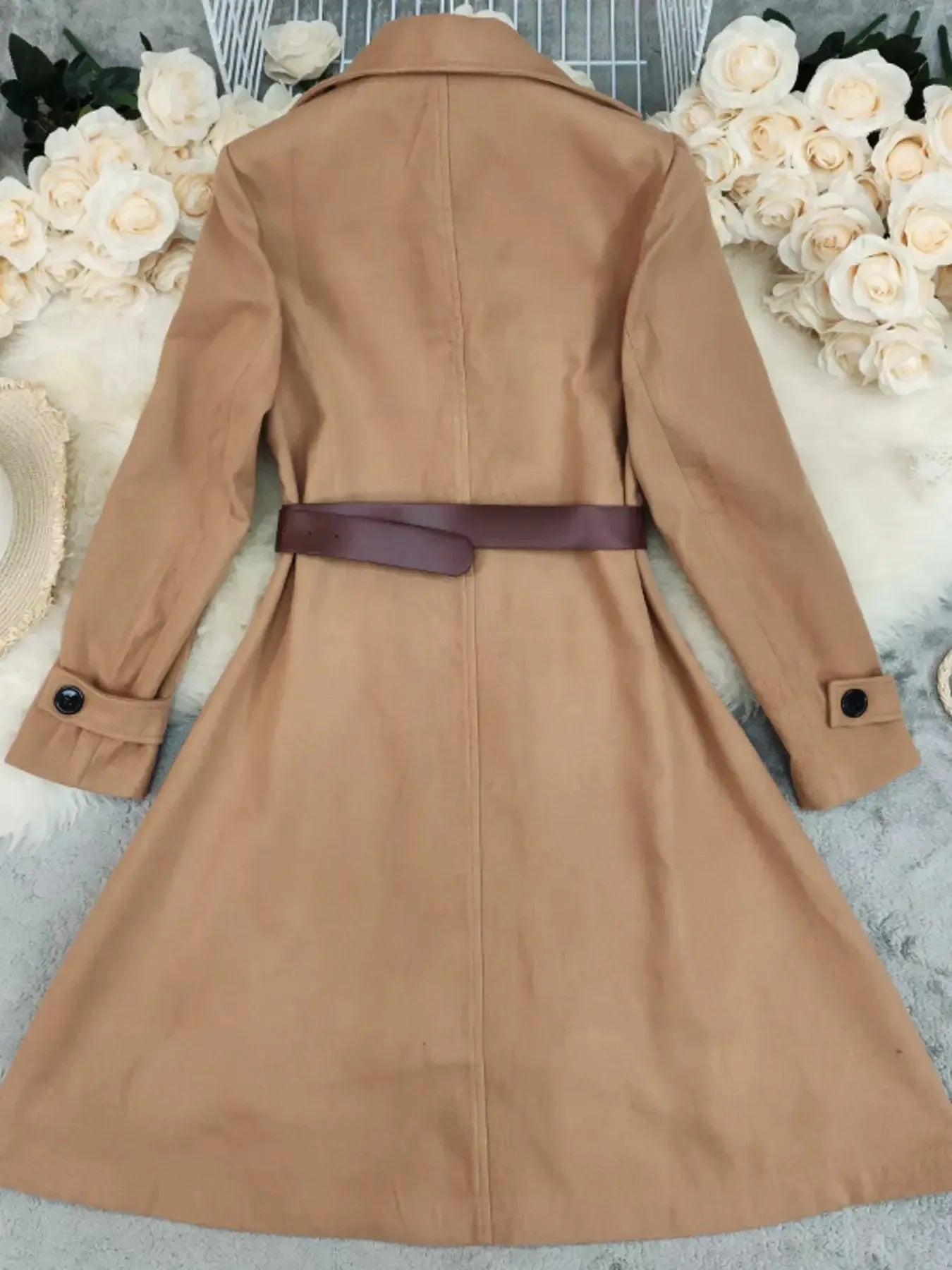 Double-Breasted Wool Blend Coat - Plush Fashion Hub