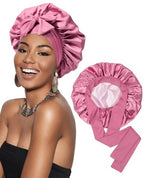 Double-layer Ribbon Round Hair Protectant Bow Hair Care Cap - Plush Fashion Hub