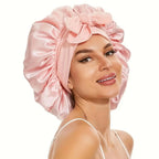 Double-layer Ribbon Round Hair Protectant Bow Hair Care Cap - Plush Fashion Hub