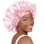 Double-layer Ribbon Round Hair Protectant Bow Hair Care Cap - Plush Fashion Hub