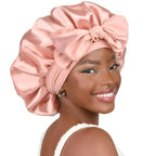 Double-layer Ribbon Round Hair Protectant Bow Hair Care Cap - Plush Fashion Hub