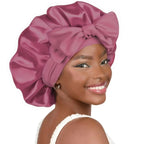 Double-layer Ribbon Round Hair Protectant Bow Hair Care Cap - Plush Fashion Hub