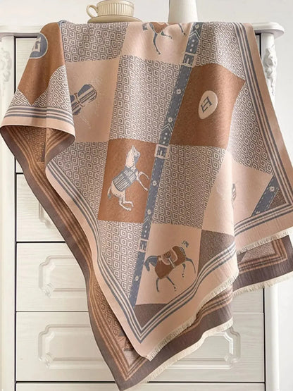 Equestrian Print Reversible Scarf - Plush Fashion Hub
