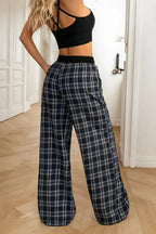 Flannel Plaid Wide Leg Pants - Plush Fashion Hub