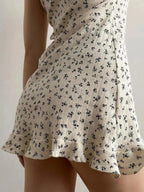 Floral Print Ruffle Hem Cami Lounge Dress - Plush Fashion Hub