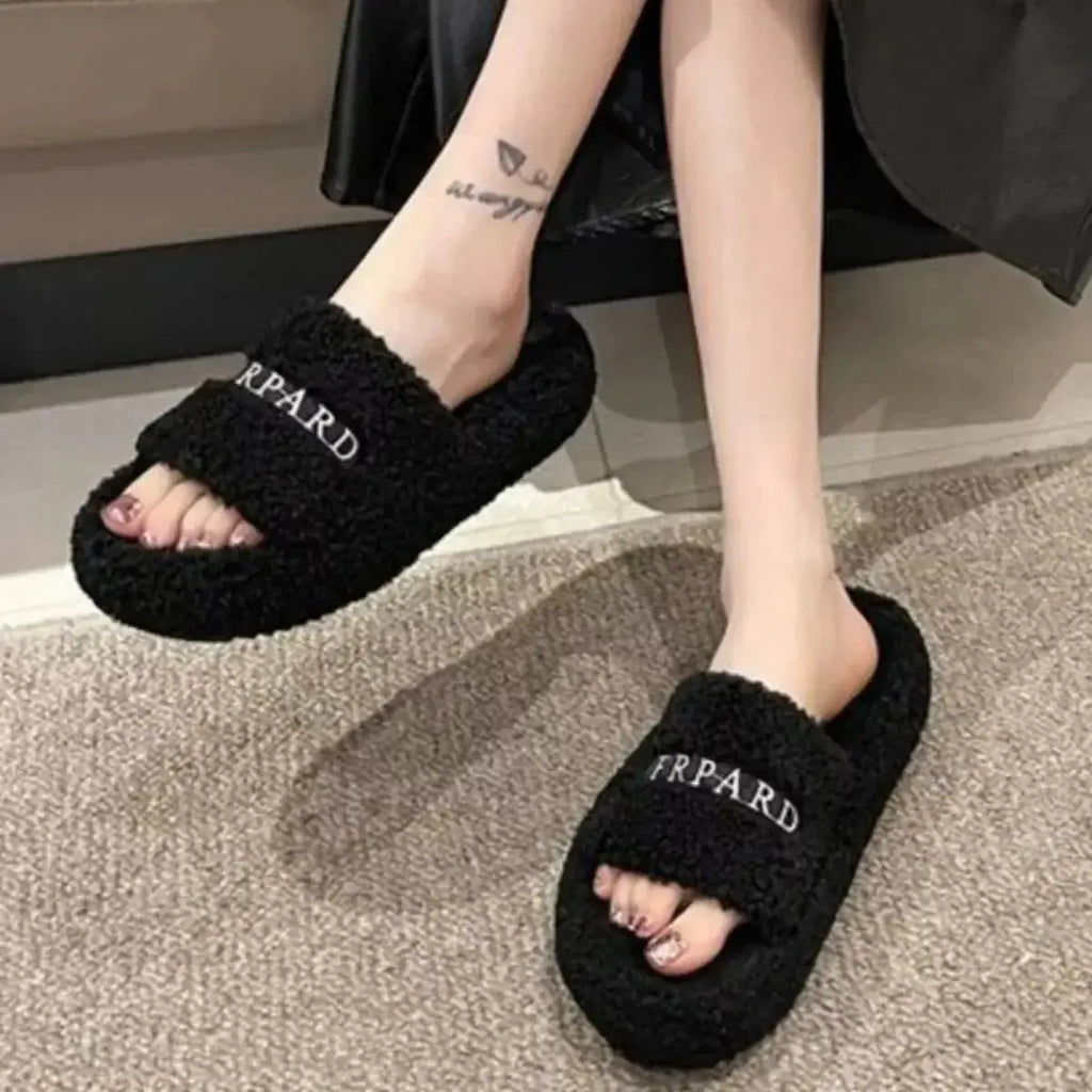 Ultra-soft fuzzy open toe slippers for women by Plush Fashion Hub, featuring plush faux fur and cozy open-toe design.