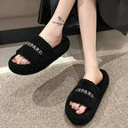 Ultra-soft fuzzy open toe slippers for women by Plush Fashion Hub, featuring plush faux fur and cozy open-toe design.