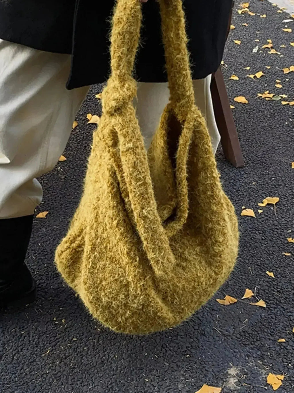 Fuzzy Solid Color Crossbody Bag - Plush Fashion Hub