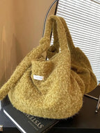 Fuzzy Solid Color Crossbody Bag - Plush Fashion Hub