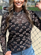 Game Day Mesh Sheer Long Sleeve Top - Plush Fashion Hub