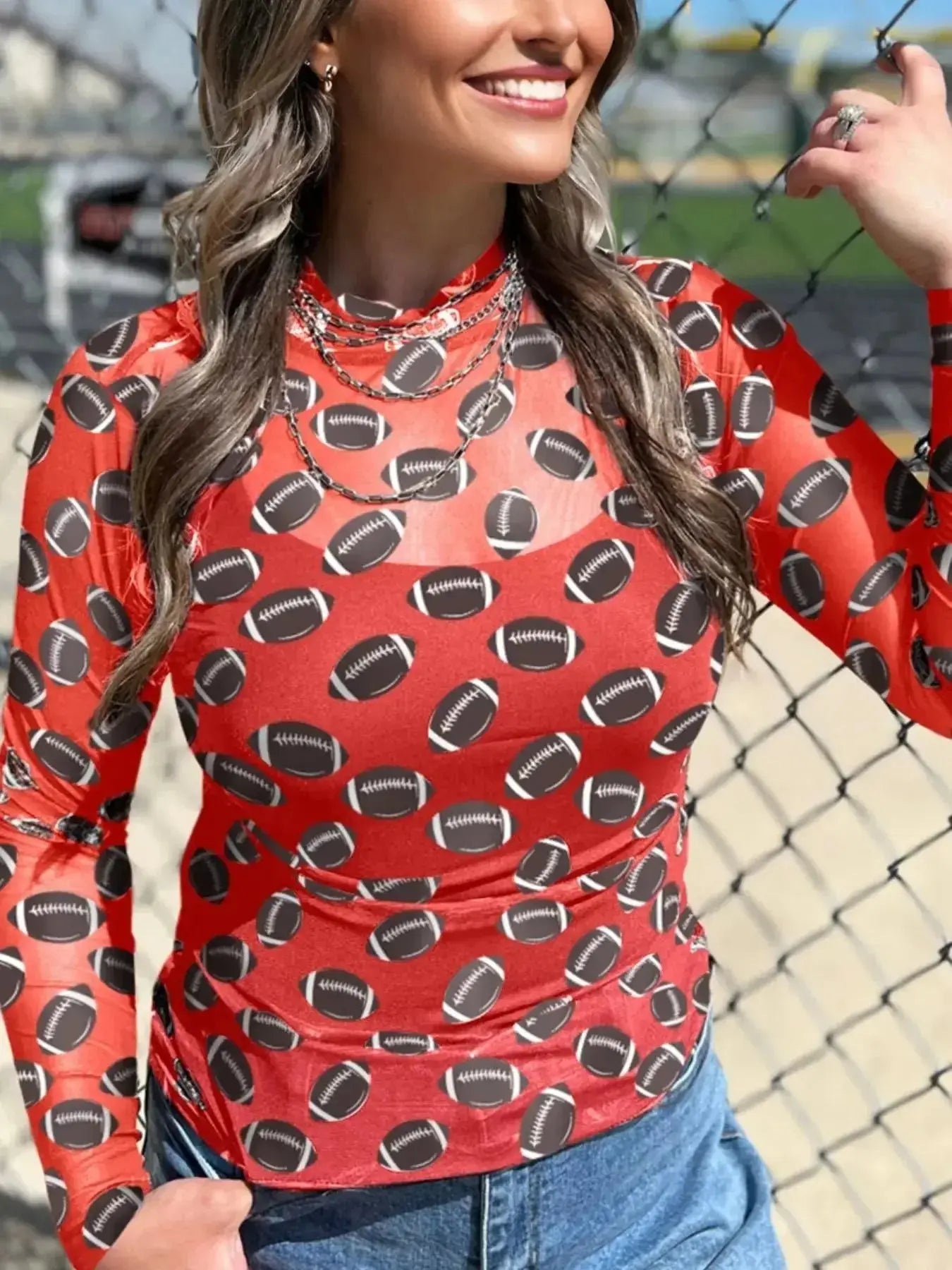 Game Day Mesh Sheer Long Sleeve Top - Plush Fashion Hub